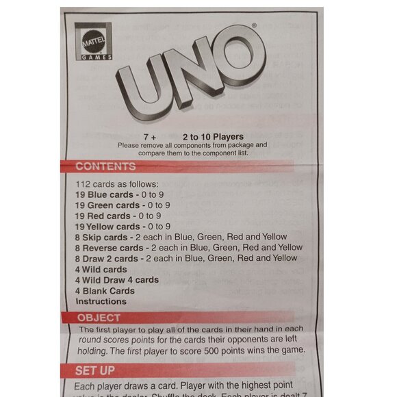 Vintage UNO Original Card Game Set: Open Box VERY GOOD LIKE NEW - Picture 2 of 6